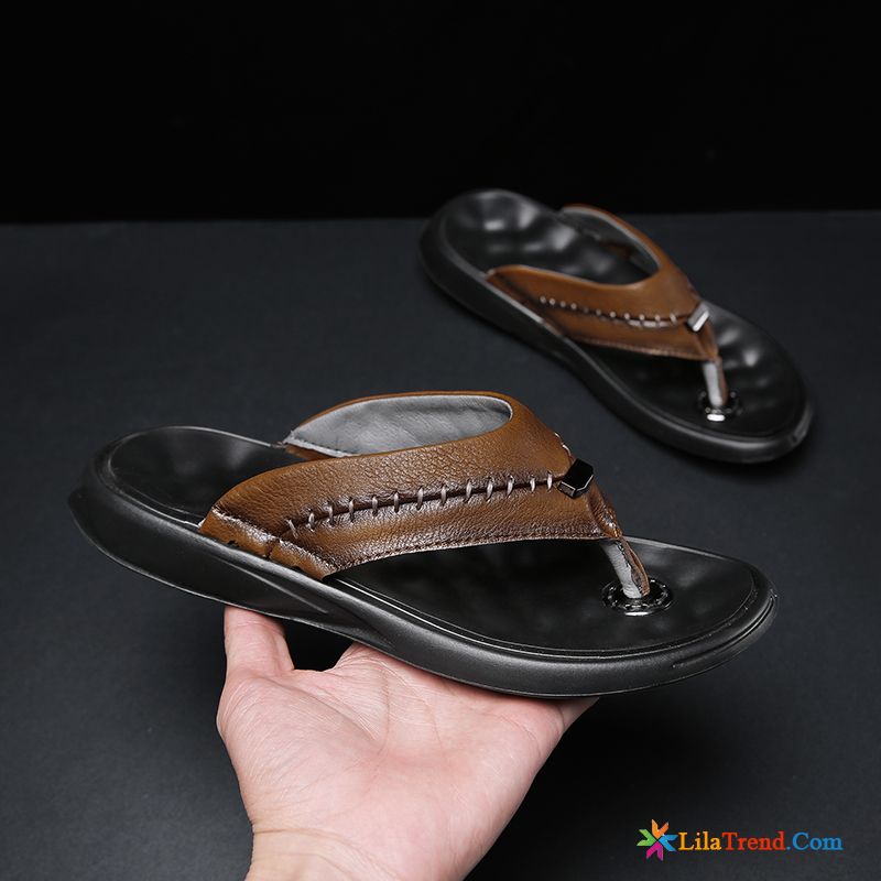 Herren Hausschuhe Filz Hellbraun Pantolette Strand Mode Flip Flops Massage Billig