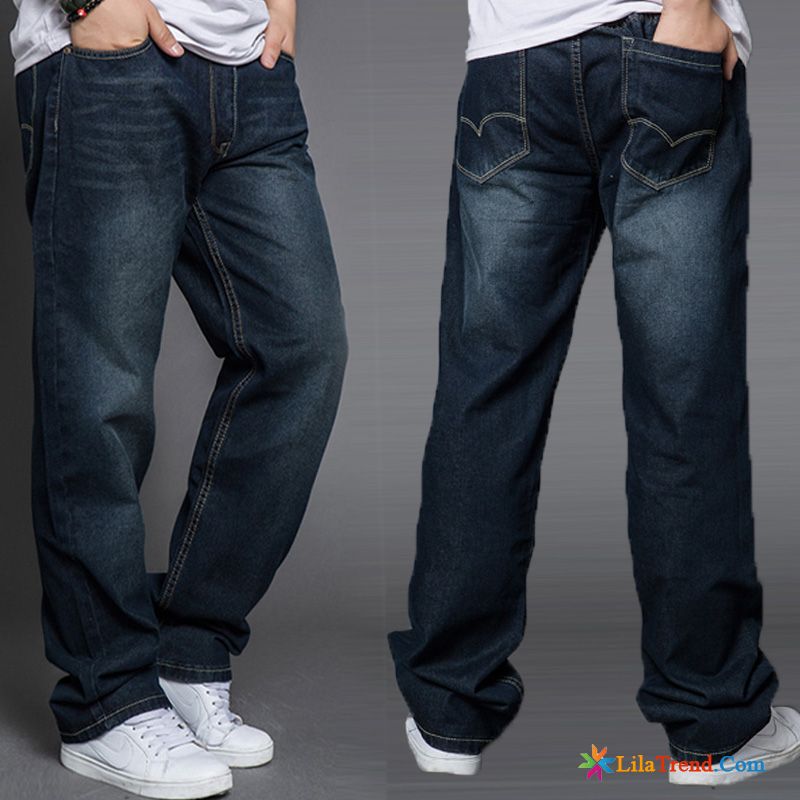 Herren Jeans Blau Große Größe Herren Hose Lose Feder Günstig