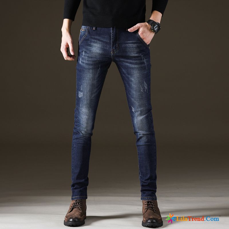 Herren Jeans Gerader Schnitt Elastisch Jeans Teenager Herren Feder Günstig