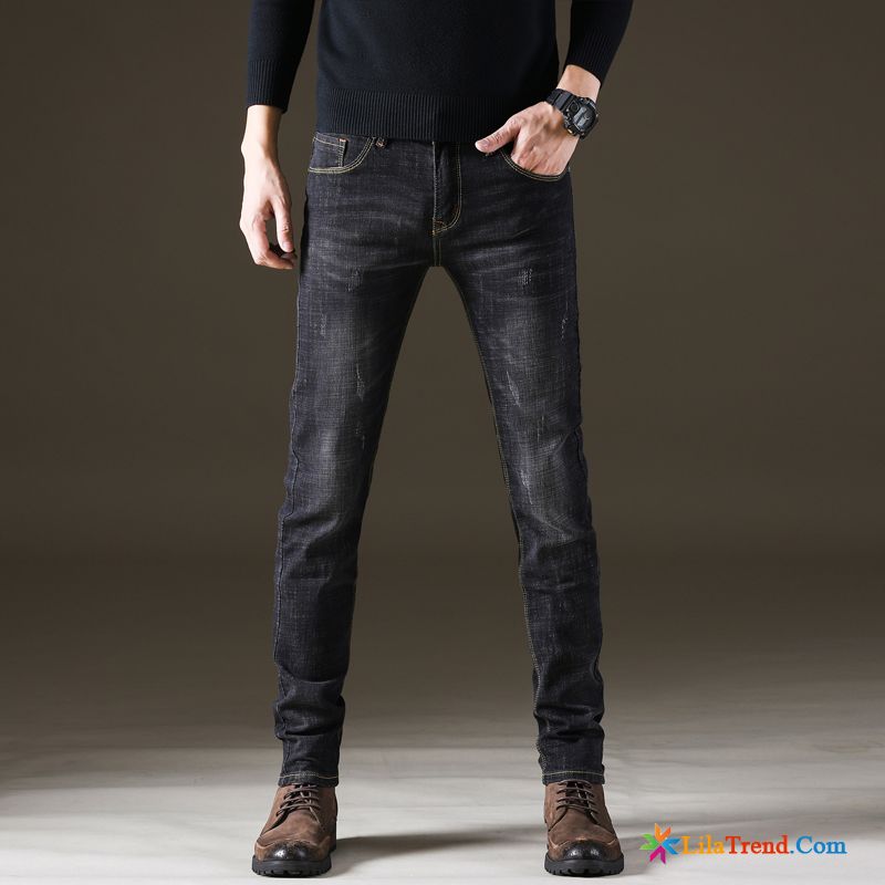 Herren Jeans Gerader Schnitt Elastisch Jeans Teenager Herren Feder Günstig