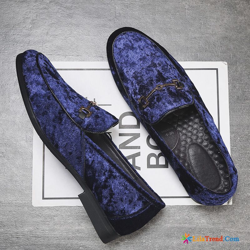 Herren Langschaft Wildleder Mokassins Trend Blau Halbschuhe Billig