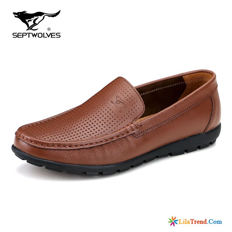 Herren Leder Slipper Atmungsaktiv Echtleder Sommer Weiche Sohle Schuhe