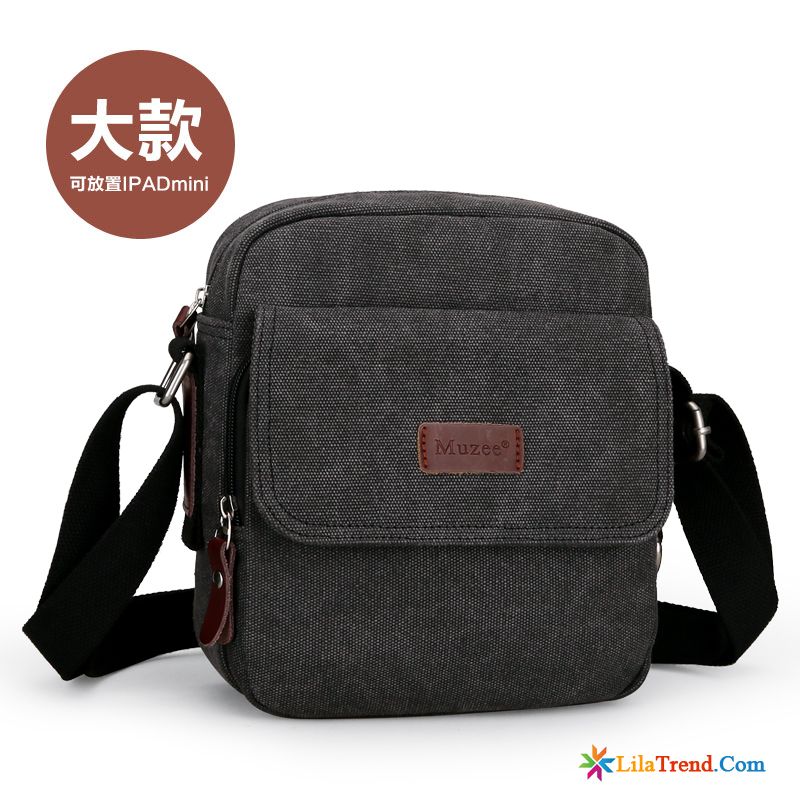 Herren Ledertasche Schwarz Klein Canvastasche Retro Sport Draussen Günstig