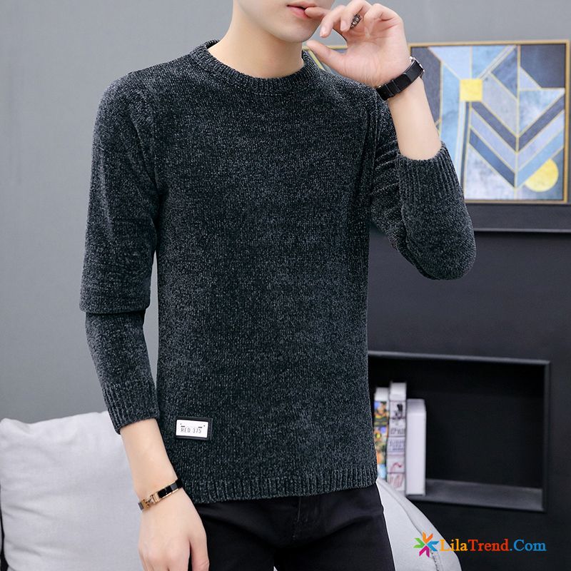 Herren Pullover Modern Rundausschnitt Trend Braun Pullover Unteres Hemd