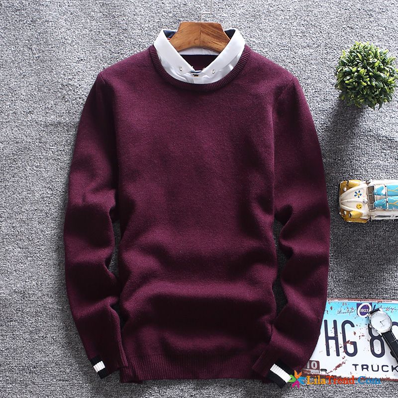 Herren Pullover Schurwolle Pullover Feder Unteres Hemd Mantel Lange Ärmel Billig