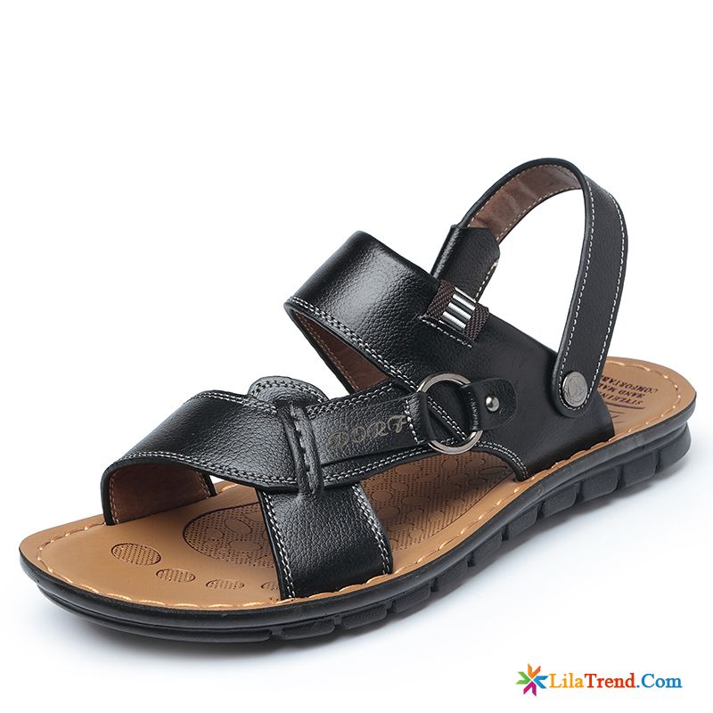 Herren Sandalen Braun Leder Echtleder Sommer Casual Sandalen Günstig