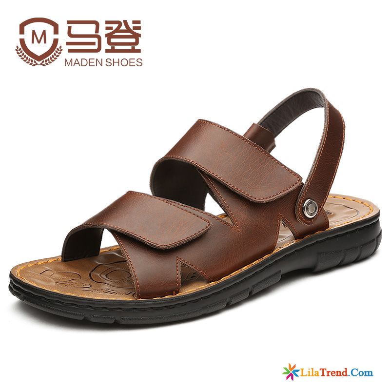 Herren Sandalen Modisch Orangenfarbig Casual Sommer Schuhe Neue Echtleder Verkaufen