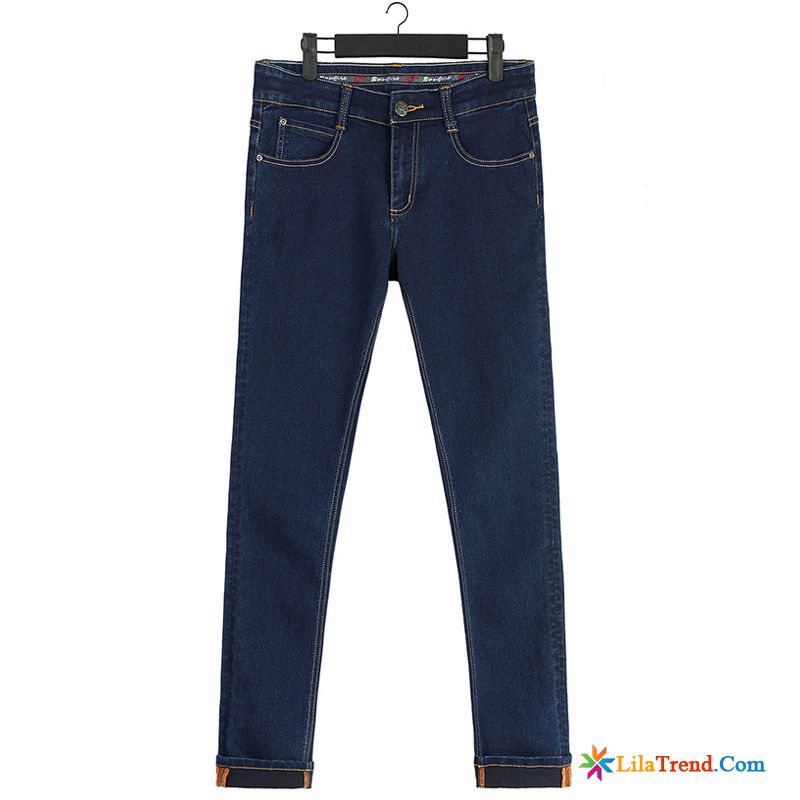 Herren Slim Fit Jeans Hellgrau Lange Stretchhose Schlank Dünn Middle Waisted Verkaufen