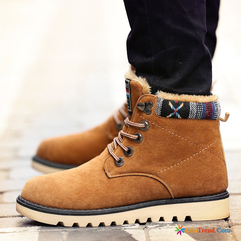 Herren Sommer Rosarot Lederschuhe Stiefel Plus Samt Thermische Baumwolle Schuhe Günstig