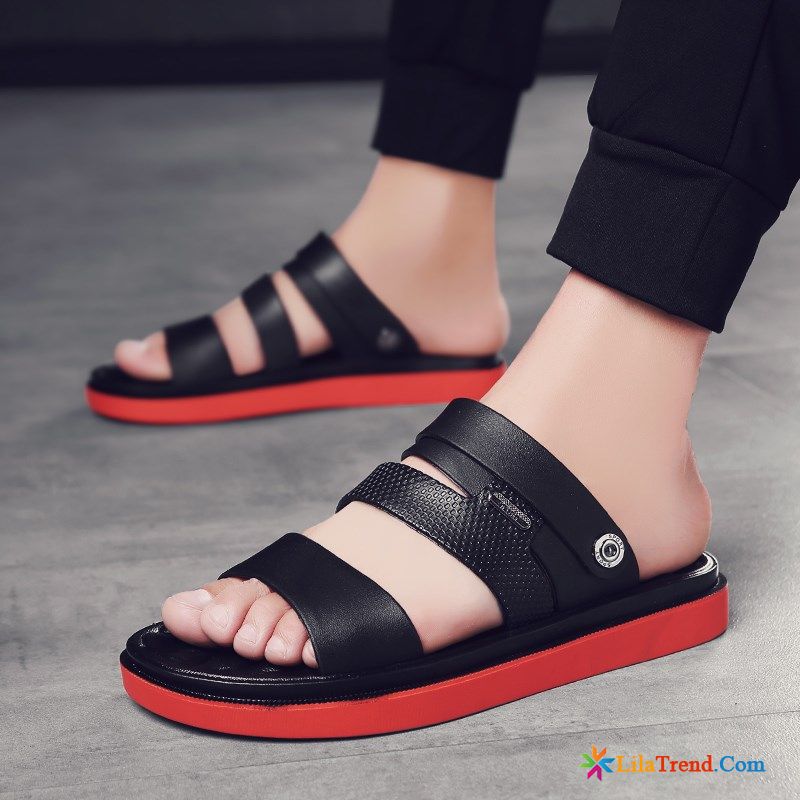 Herren Sommerschuhe Persönlichkeit Sommer Schwarz Sandalen Outwear Billig