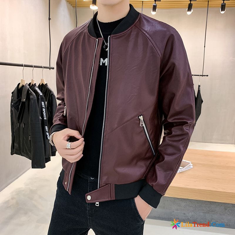 Herren Steppjacke Übergang Lederjacke Herren Feder Herbst Schwarz Günstig