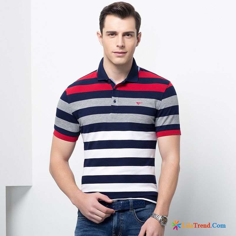 Herren T Shirt Unifarben Hülse Streifen Freizeit T-shirts Mode Günstig