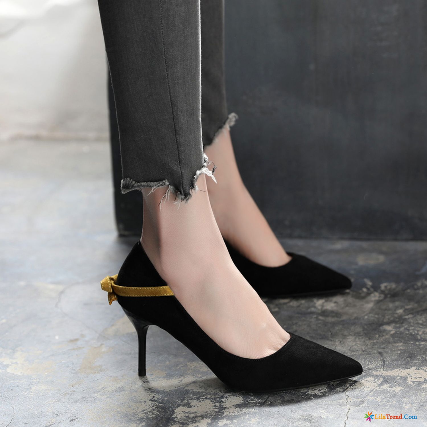 High Heels Mit Breitem Absatz Schuhe Trend Herbst Feder Neue Günstig