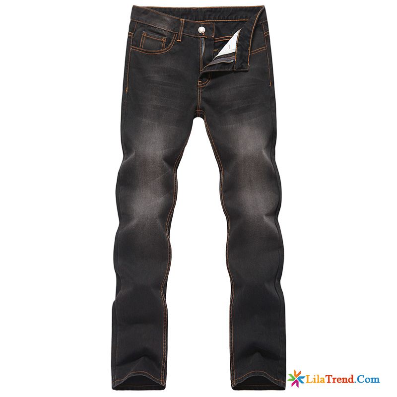 Hose Mit Reißverschluss Am Bein Männer Grau Herren Gerade Schlank Middle Waisted Jeans Billig