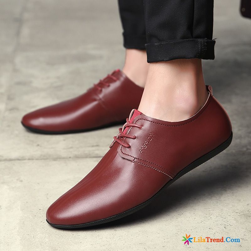 Italienische Schuhe Herren Violett British Casual Jugend Echtleder Feder Verkaufen