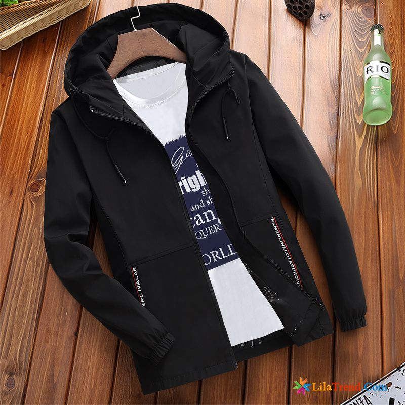 Jacke Schwarz Herren Neu Herbst Mantel Trend Herren Billig