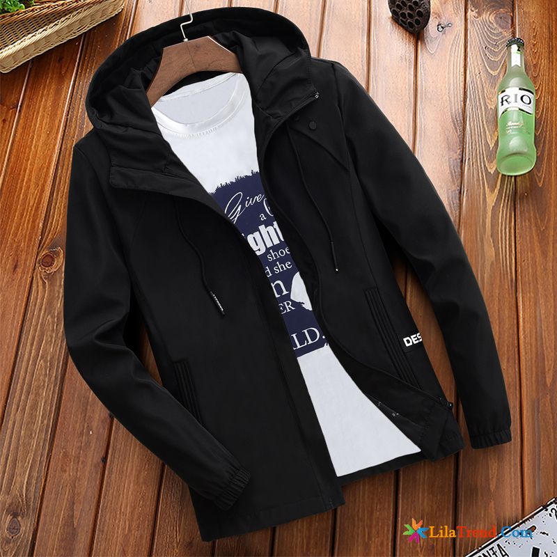 Jacke Schwarz Herren Neu Herbst Mantel Trend Herren Billig