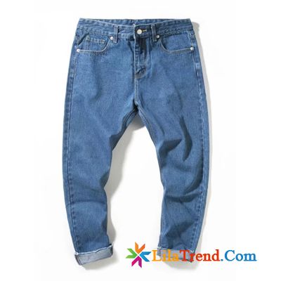 Jeans Beige Herren Durchsichtig Neu Blau Dünn Trend Neunte Hose Günstig