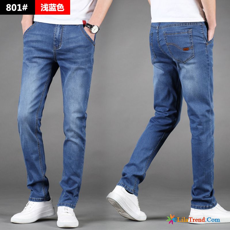 Jeans Biker Style Herren Neu Sommer Dünn Gerade Freizeit