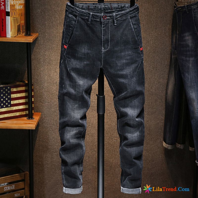 Jeans Günstig Kaufen Dunkelfarbig Trend Elastisch Trendmarke Jeans Schlank Verkaufen