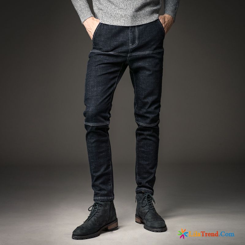 Jeans Skinny Fit Herren Schwarz Lange Freizeit Jeans Mode Billig