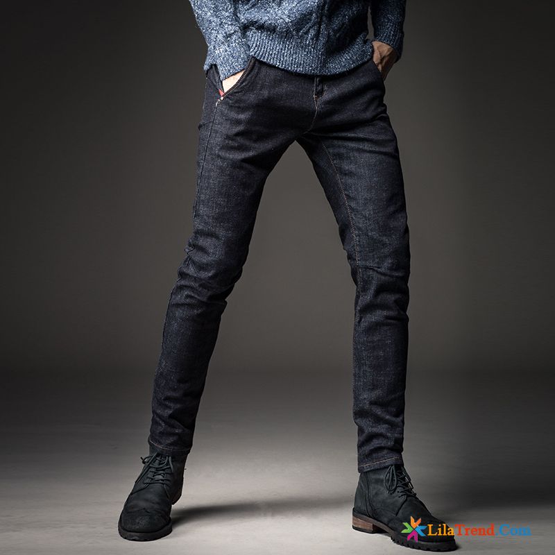 Jeans Skinny Fit Herren Schwarz Lange Freizeit Jeans Mode Billig