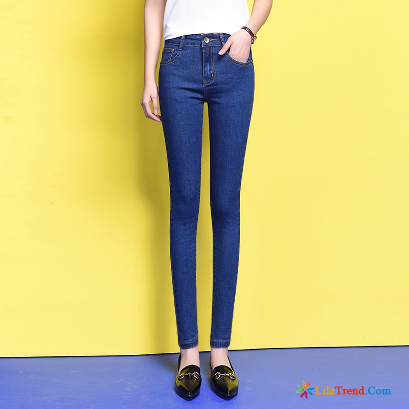 Jeans Straight Damen Dünn Schüler Bleistift Hose Elastisch Hohe Taille Kaufen