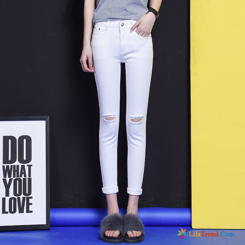 Jeans Straight Damen Dünn Schüler Bleistift Hose Elastisch Hohe Taille Kaufen