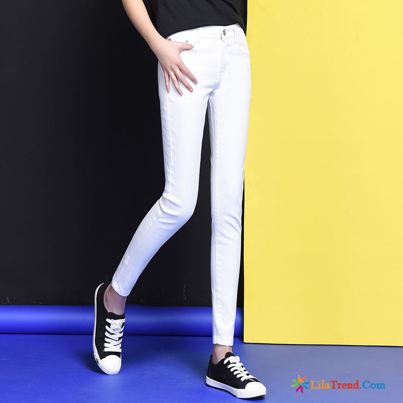 Jeans Straight Damen Dünn Schüler Bleistift Hose Elastisch Hohe Taille Kaufen