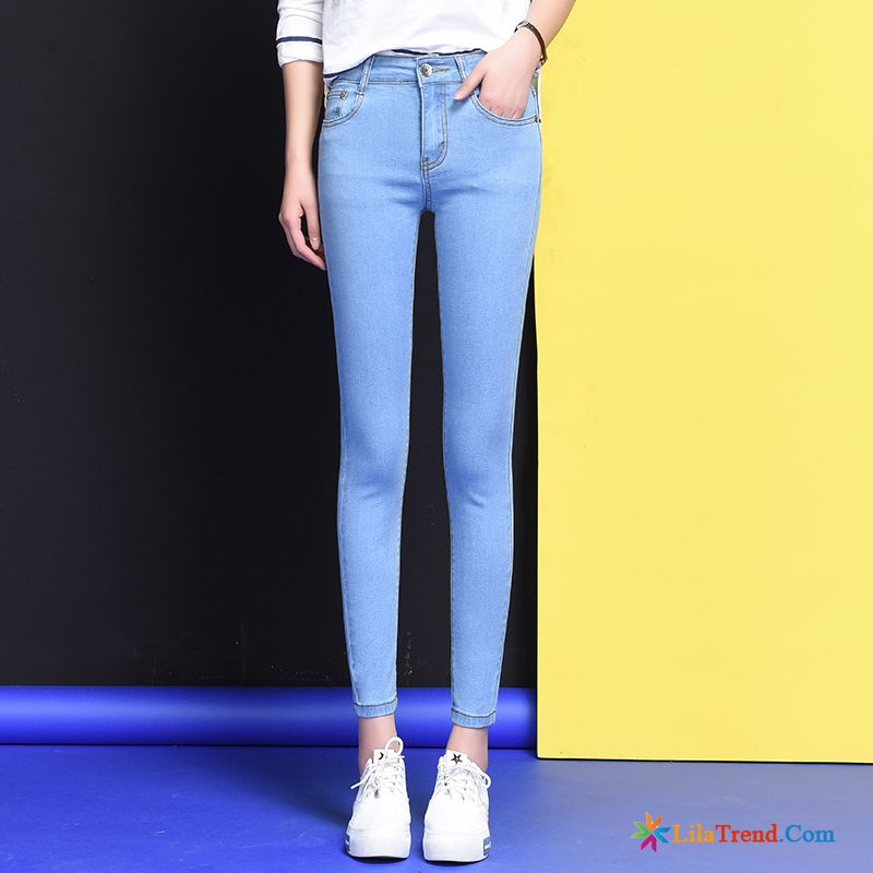 Jeans Straight Damen Dünn Schüler Bleistift Hose Elastisch Hohe Taille Kaufen