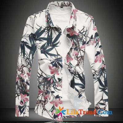 Karo Hemden Herren Slim Fit Mantel Elastisch Persönlichkeit Blume Feder Kaufen