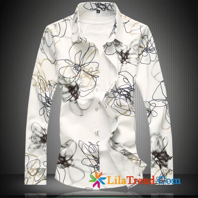 Karo Hemden Herren Slim Fit Mantel Elastisch Persönlichkeit Blume Feder Kaufen