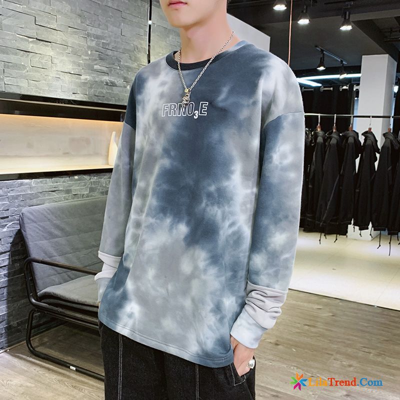 Kaschmir Kapuzenpulli Herren Rollkragen Rotblond Hoodies Rundausschnitt Gradient Trend Dünn Kaufen