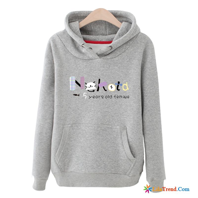 Kragen Kapuzenpullis Damen Drucken Lose Feder Hoodies Trend Kaufen