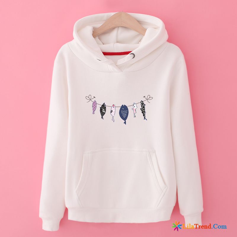 Kragen Kapuzenpullis Damen Drucken Lose Feder Hoodies Trend Kaufen