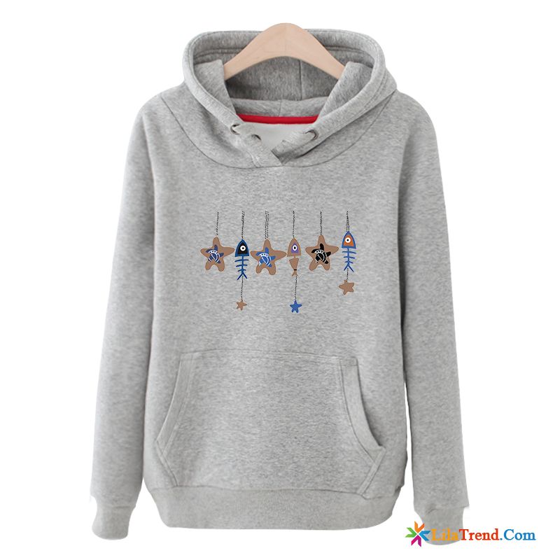 Kragen Kapuzenpullis Damen Drucken Lose Feder Hoodies Trend Kaufen