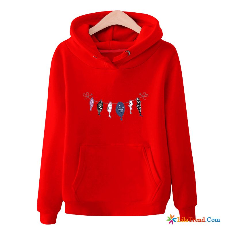 Kragen Kapuzenpullis Damen Drucken Lose Feder Hoodies Trend Kaufen