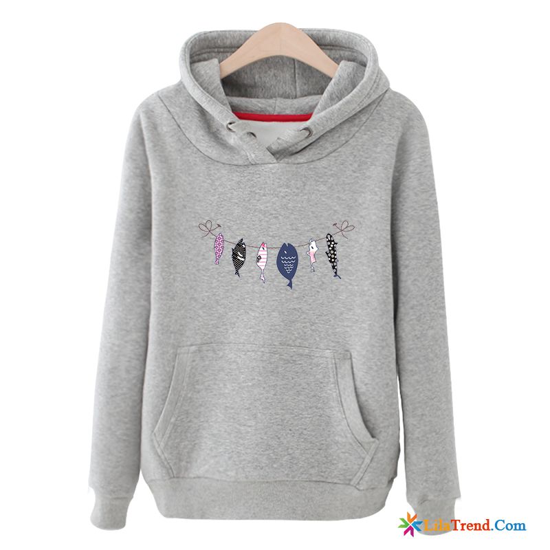 Kragen Kapuzenpullis Damen Drucken Lose Feder Hoodies Trend Kaufen