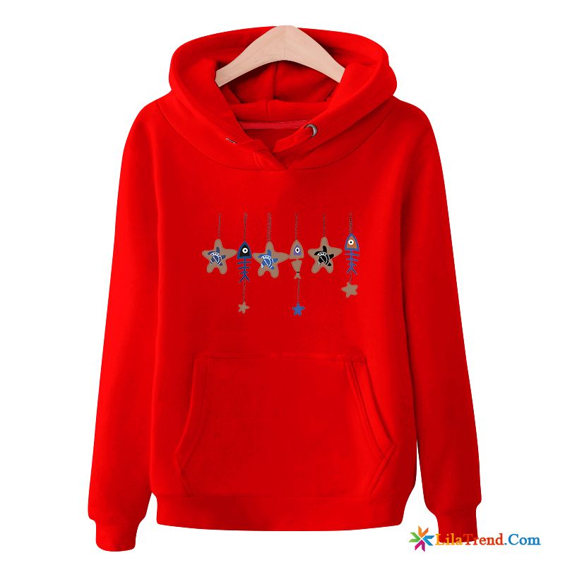 Kragen Kapuzenpullis Damen Drucken Lose Feder Hoodies Trend Kaufen