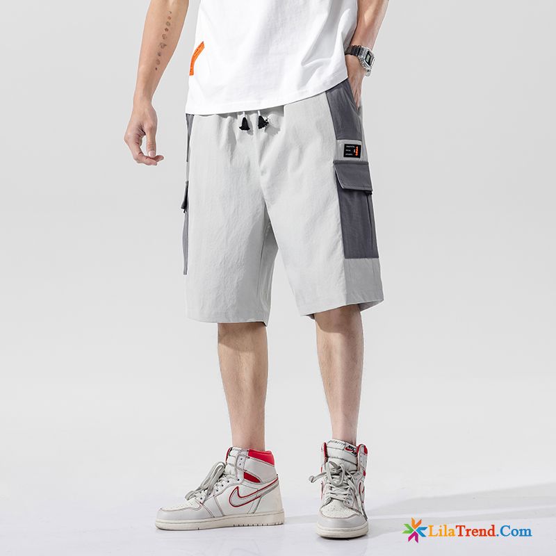 Kurze Chino Hose Herren Lose Outwear Sommer Geschnittene Hose Trendmarke Günstig