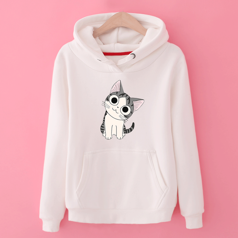 Kurzer Schwarzer Kapuzenpullis Hoodies Feder Schüler Schön Damen Kaufen