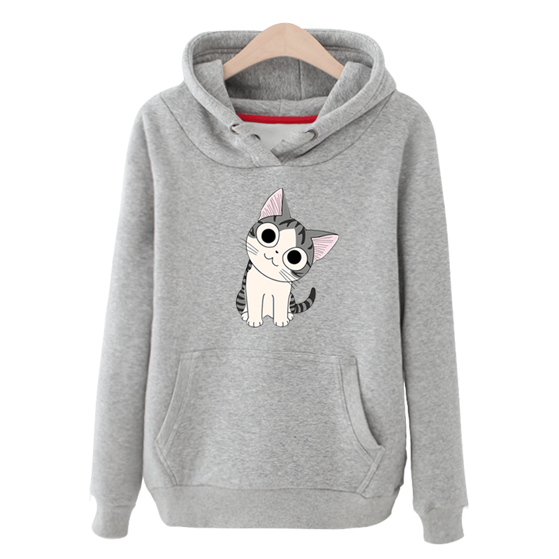 Kurzer Schwarzer Kapuzenpullis Hoodies Feder Schüler Schön Damen Kaufen