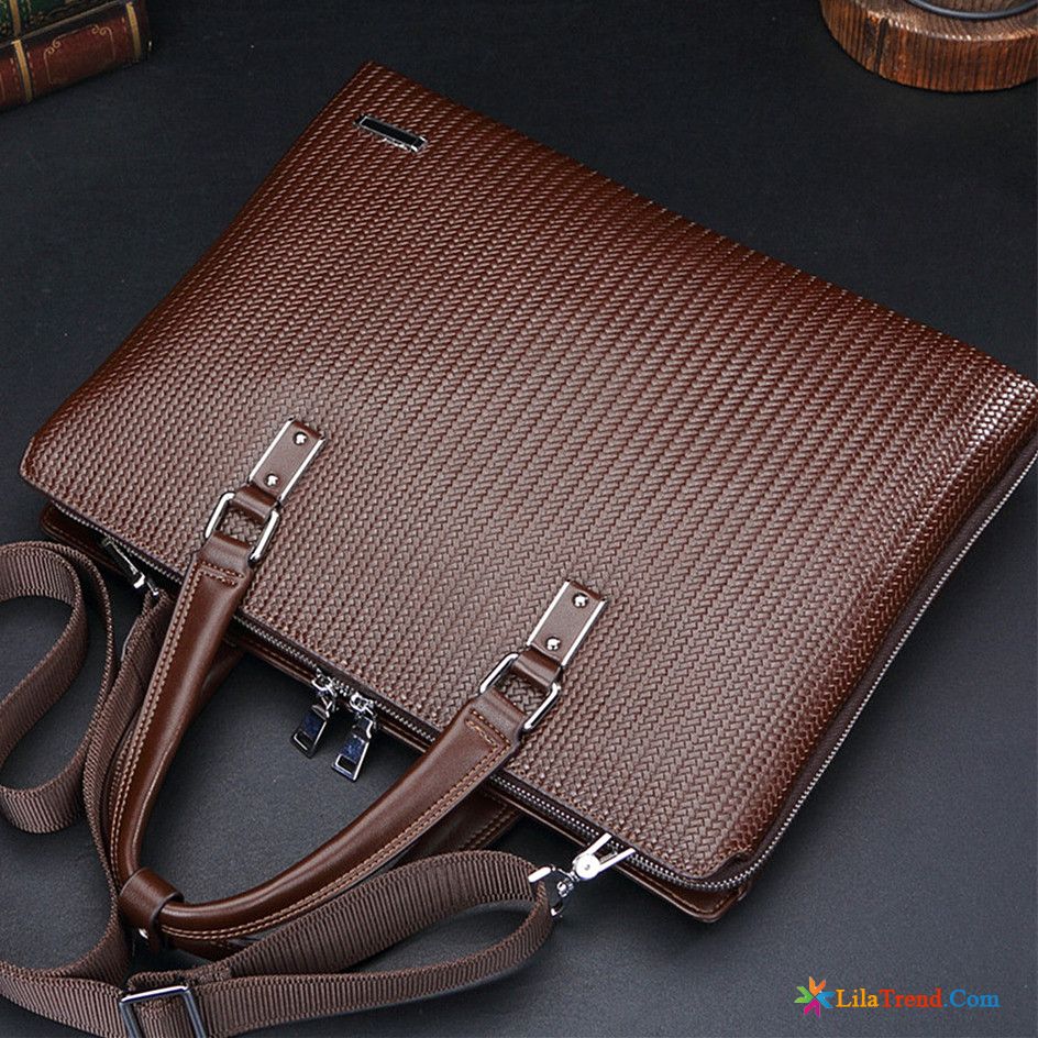 Leder Handtasche Braun Hellblau Laptoptasche Handtaschen Hohe Kapazität Herren Geschäft Kaufen