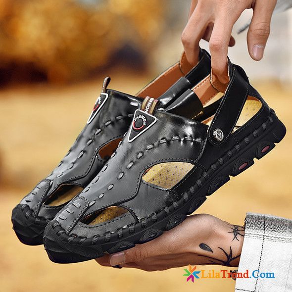 Leder Sandalen Herren Casual Fahrt Draussen Schwarz Klettern Kaufen