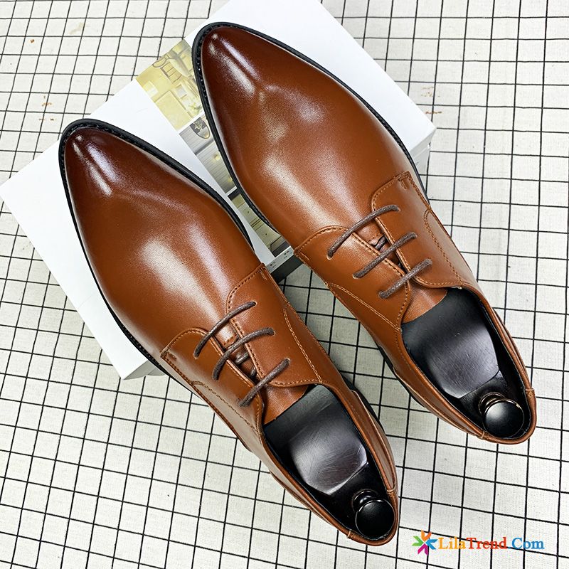 Leder Schuhe Herren Cognac Lederschuhe Geschäft Spitze British Formeller Anzug Kaufen