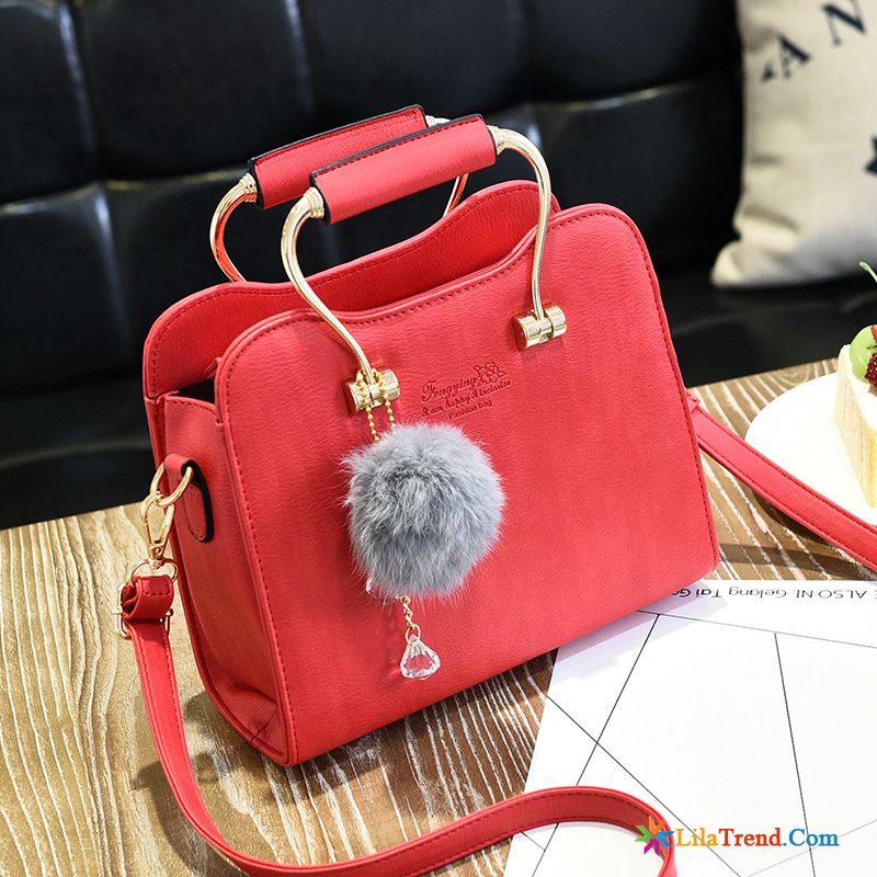 Leder Schultertasche Damen Allgleiches Trend Tragbar Winter Klein Günstig