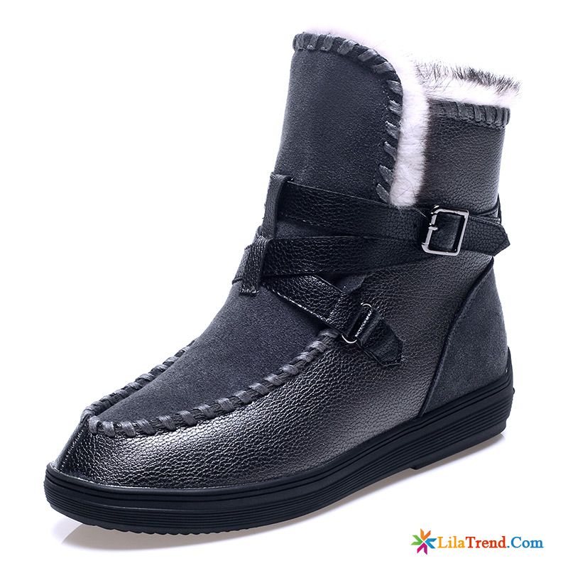 Leder Stiefeletten Winter Casual Trend Schneestiefel Stiefel