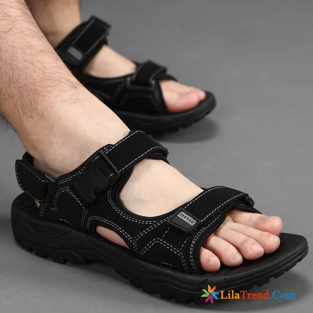 Lederlatschen Herren Braun Original Schuhe Rutschsicher Draussen Strand Günstig