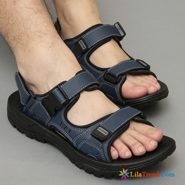 Lederlatschen Herren Braun Original Schuhe Rutschsicher Draussen Strand Günstig