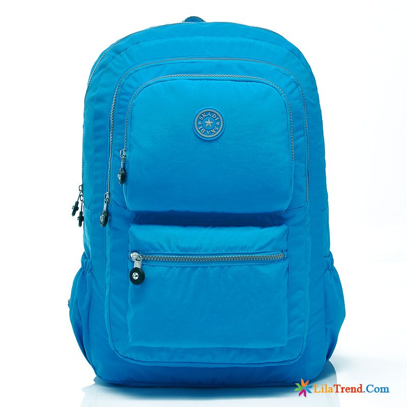 Lederrucksäck Damen Blau Dunkelbraun Trend Hohe Kapazität Rucksack Multifunktion Das Neue Billig